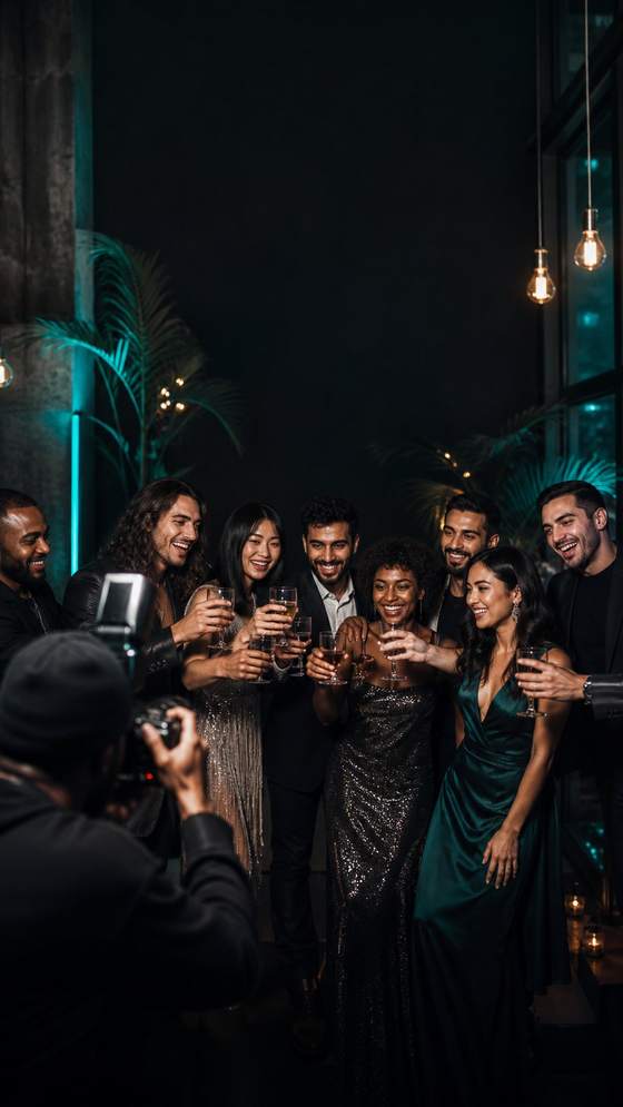 Event photographer capturing a rooftop celebration